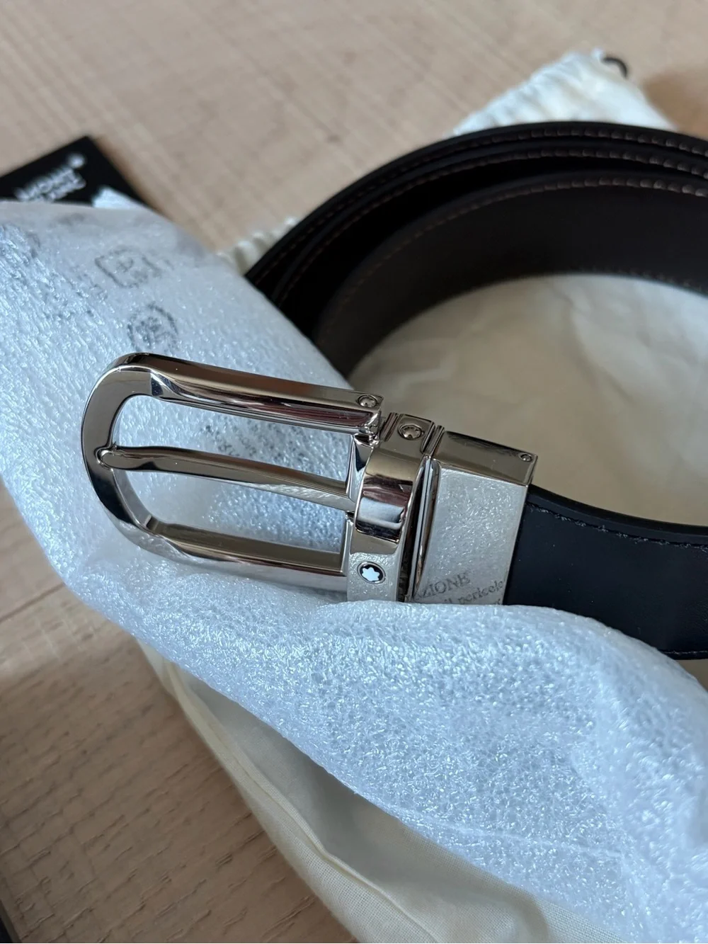 NEW in box and tags!! Mont Blanc Black Leather Men's Belt